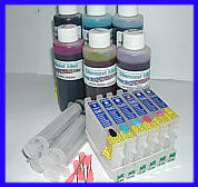 Epson Stylus Photo R200, R220, R300, R300M, R320, R340, RX500, RX600, RX620. Refillable Cartridge with Auto Reset Chips, Dye Ink